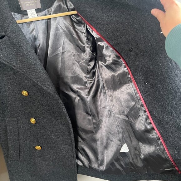 J. Crew Stadium Cloth Wool Pea Coat Size 2 Gray Nello Gori Double Breasted - Picture 10 of 12